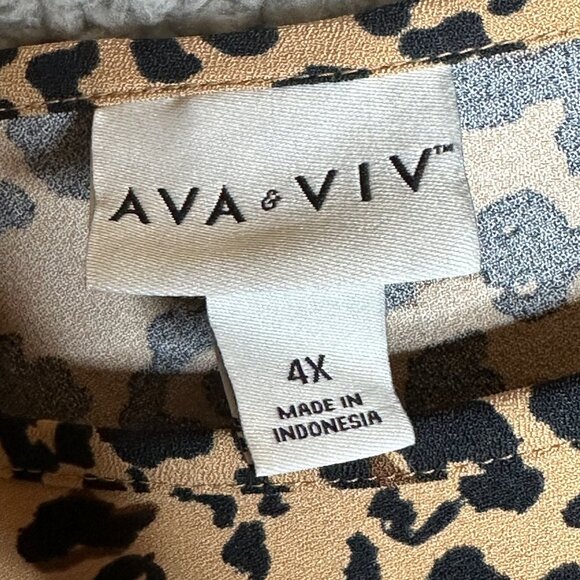 Ava and Viv Top Womens Plus Size 4X Leopard Print Button Back Casual Flowy - Picture 8 of 12